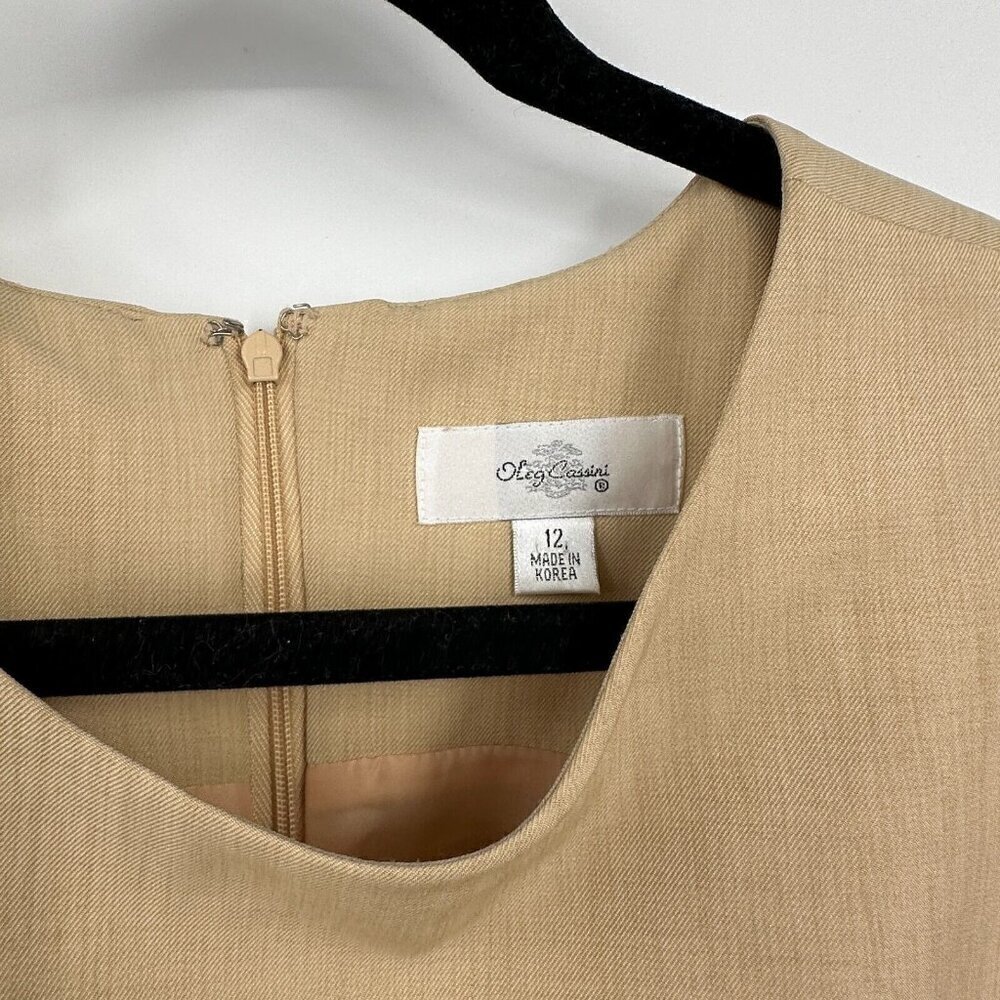 Oleg Cassini Womens Dress 12 Beige Sheath Sleeveless Business Casual Suit Dress - Picture 9 of 12